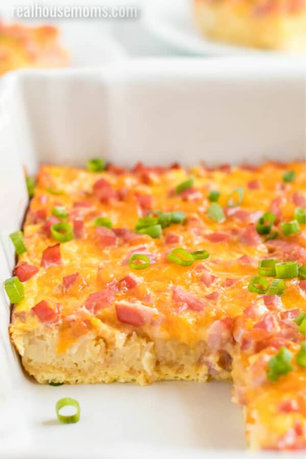 Cheesy Breakfast Ham Casserole with Tater Tots