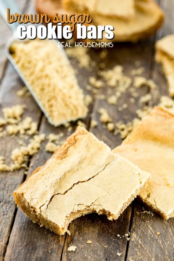 These Brown Sugar Cookie Bars are a great, quick dessert for the family with brown sugar and cinnamon for a warm flavor that works perfectly with a scoop of vanilla ice cream on top!