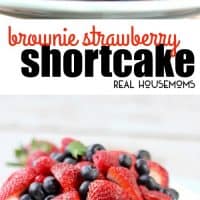 Looking for an easy dessert that's perfect for a crowd? Try Brownie Strawberry Shortcake with its layers of fudgy chocolate brownie, creamy center, and it's all topped with berries. Yum!
