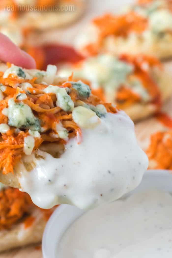 buffalo chicken pizza dipped in ranch dressing