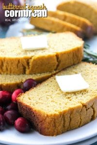 Butternut Squash Cornbread a simple fall recipe that is a festive addition to your holiday food spread!