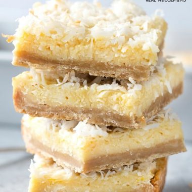 Buttery Coconut Bars are a sinfully good dessert that's easy to make and always a crowd pleaser!