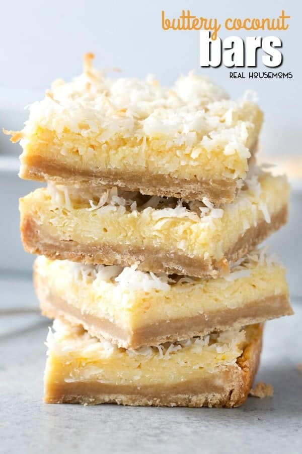 A stack of Buttery Coconut Bars