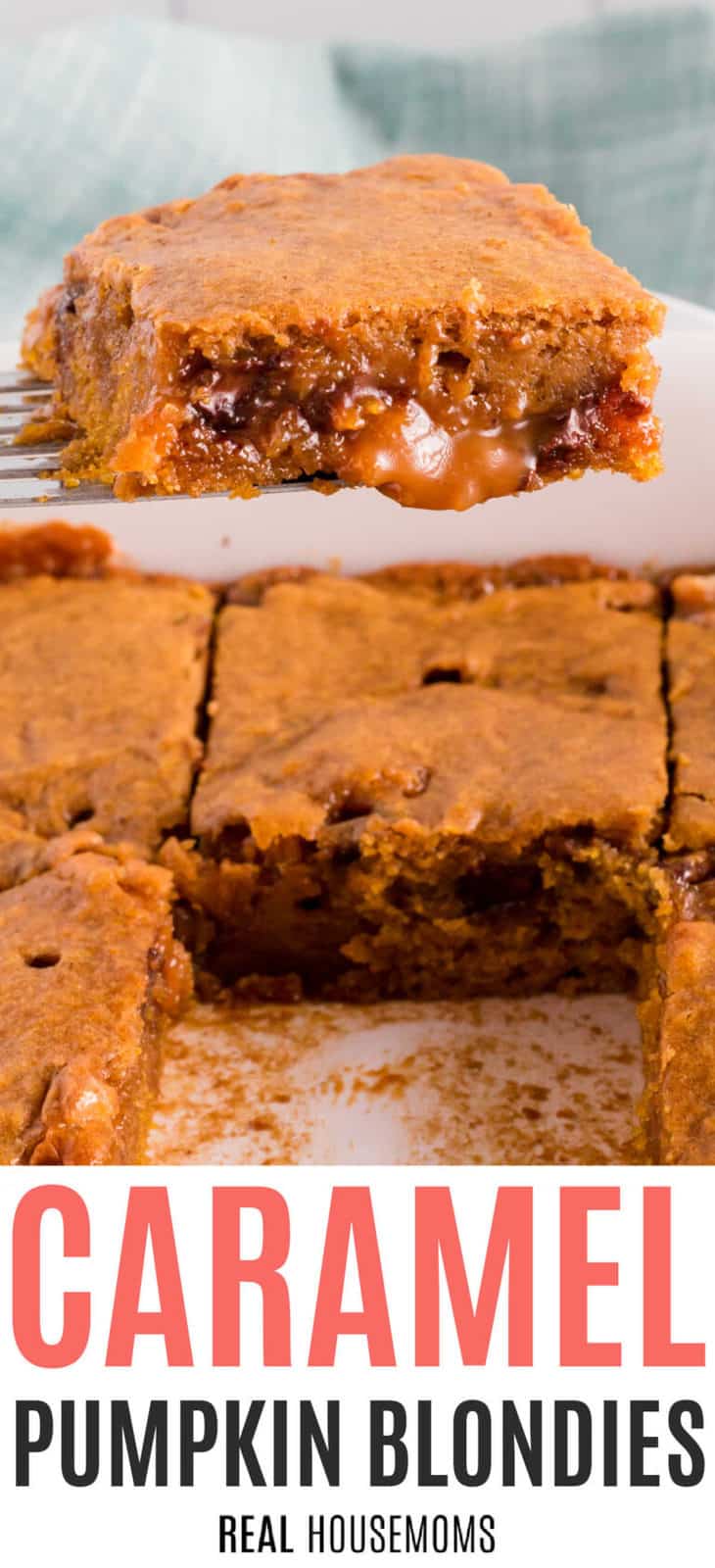 Gooey Caramel Pumpkin Blondies ⋆ Real Housemoms 