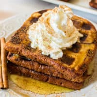 Cinnamon French Toast Waffles are soft and creamy on the inside, and crisp and golden on the outside. This breakfast hybrid is out-of-this-world good!!