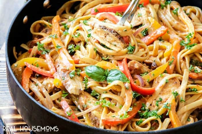 Creamy, CAJUN CHICKEN PASTA IN SUN-DRIED TOMATO ALFREDO SAUCE is melt in your mouth delicious and 1,000x better than any restaurant at a fraction of the cost and calories!