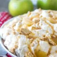 Light, fluffy and creamy this Caramel Apple Cheesecake Salad is a yummy Fall dessert that is the perfect end to any meal!