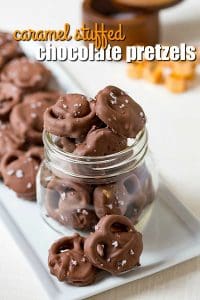 Caramel Stuffed Chocolate Covered Pretzels are a simple candy you can serve up as a Christmas treat or just for fun! Christmas candy or not they make everyone smile!