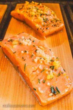 cedar plank salmon on the grill