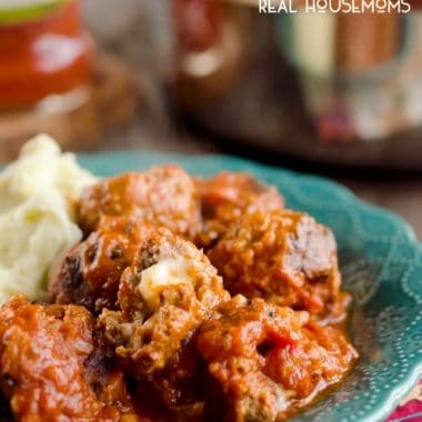 CHEESE STUFFED MEATBALL SKILLET is a rich and hearty 30-minute dinner idea that will keep everyone coming back to for more!