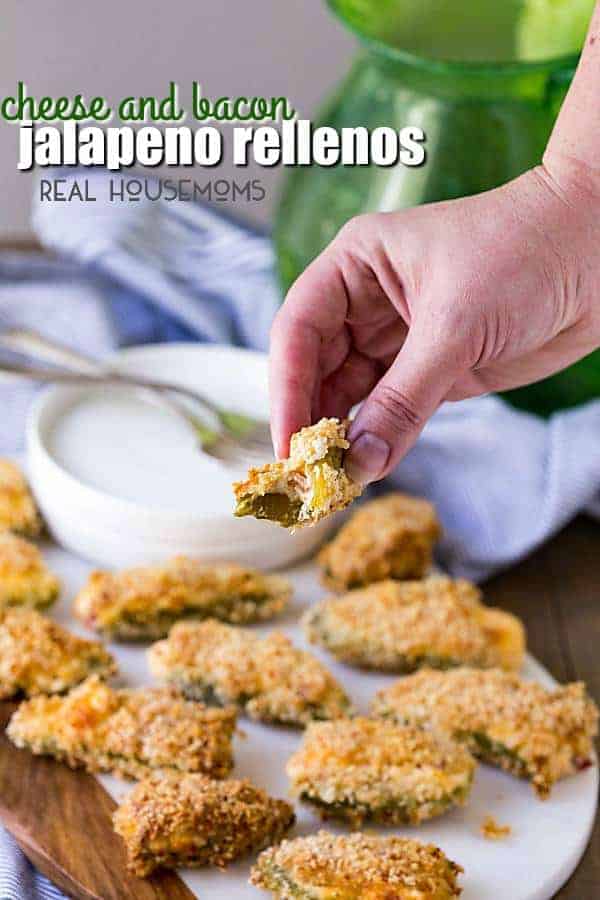 Cheese and Bacon Jalapeno Rellenos are great straight out of the oven. They have all the great flavor of bacon-wrapped jalapeno poppers with a crispy outside baked right in the oven! Jalapeno and bacon were a match made in Heaven!