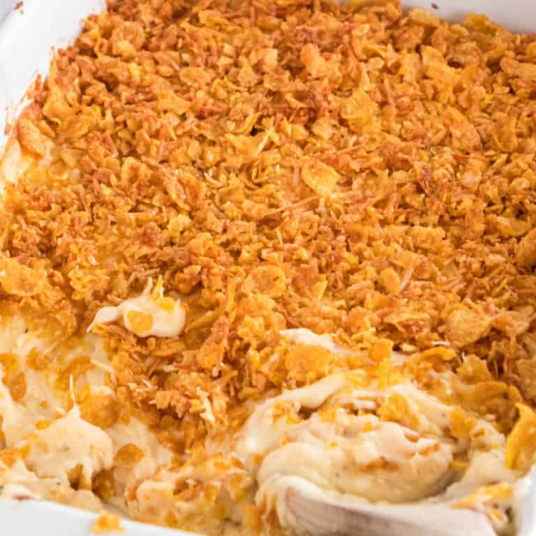 Cheesy Potato Casserole is a comforting side dish great that goes perfectly with all your favorite meals! Save on prep time with this semi-homemade recipe!