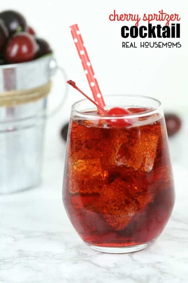 This easy CHERRY SPRITZER COCKTAIL is light, sweet and delicious for a summer drink everyone will love!