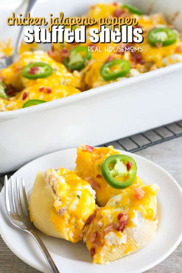 These Chicken Jalapeno Popper Stuffed Shells are a crave-able dinner perfect for busy weeknights! Make a double batch and freeze half for later!