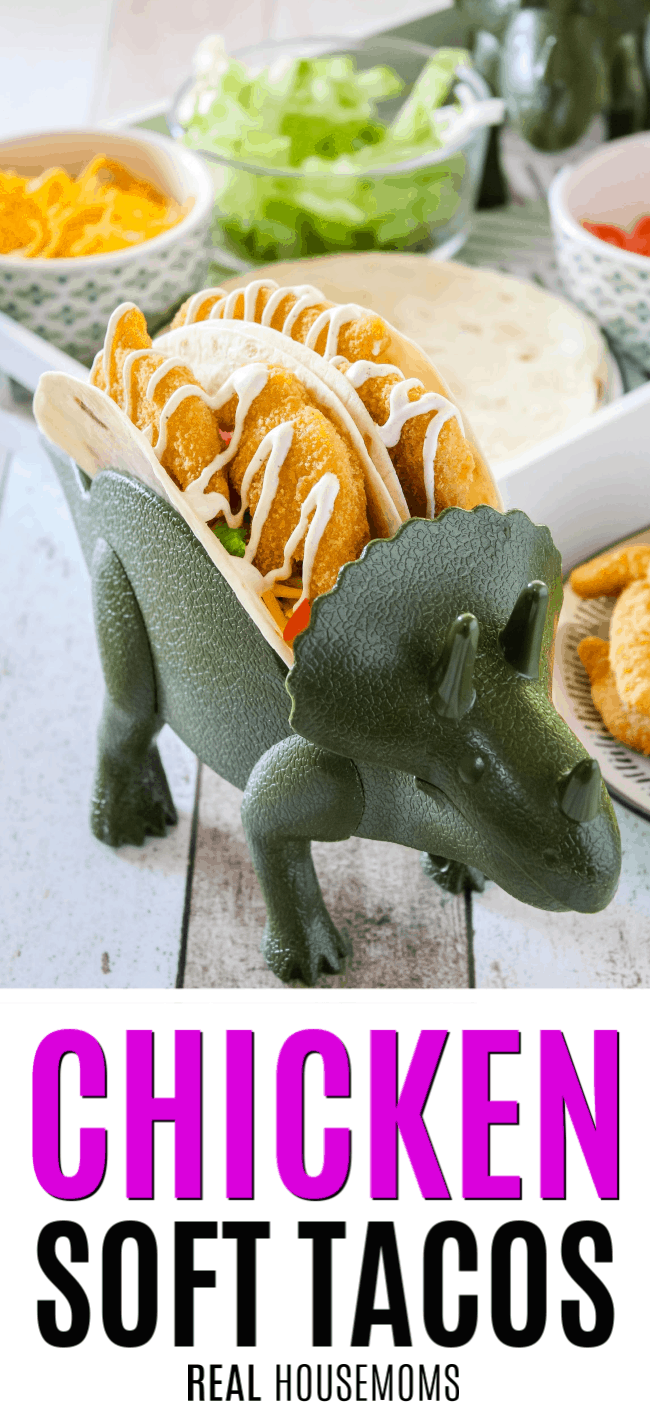 kid approved chicken soft tacos in a dino taco holder