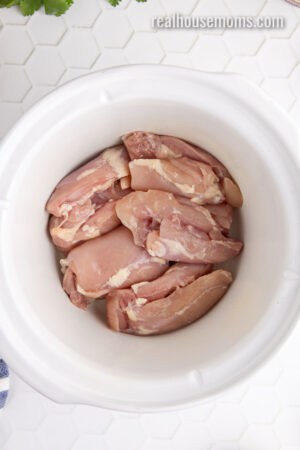 boneless skinless chicken thighs in a small crock pot
