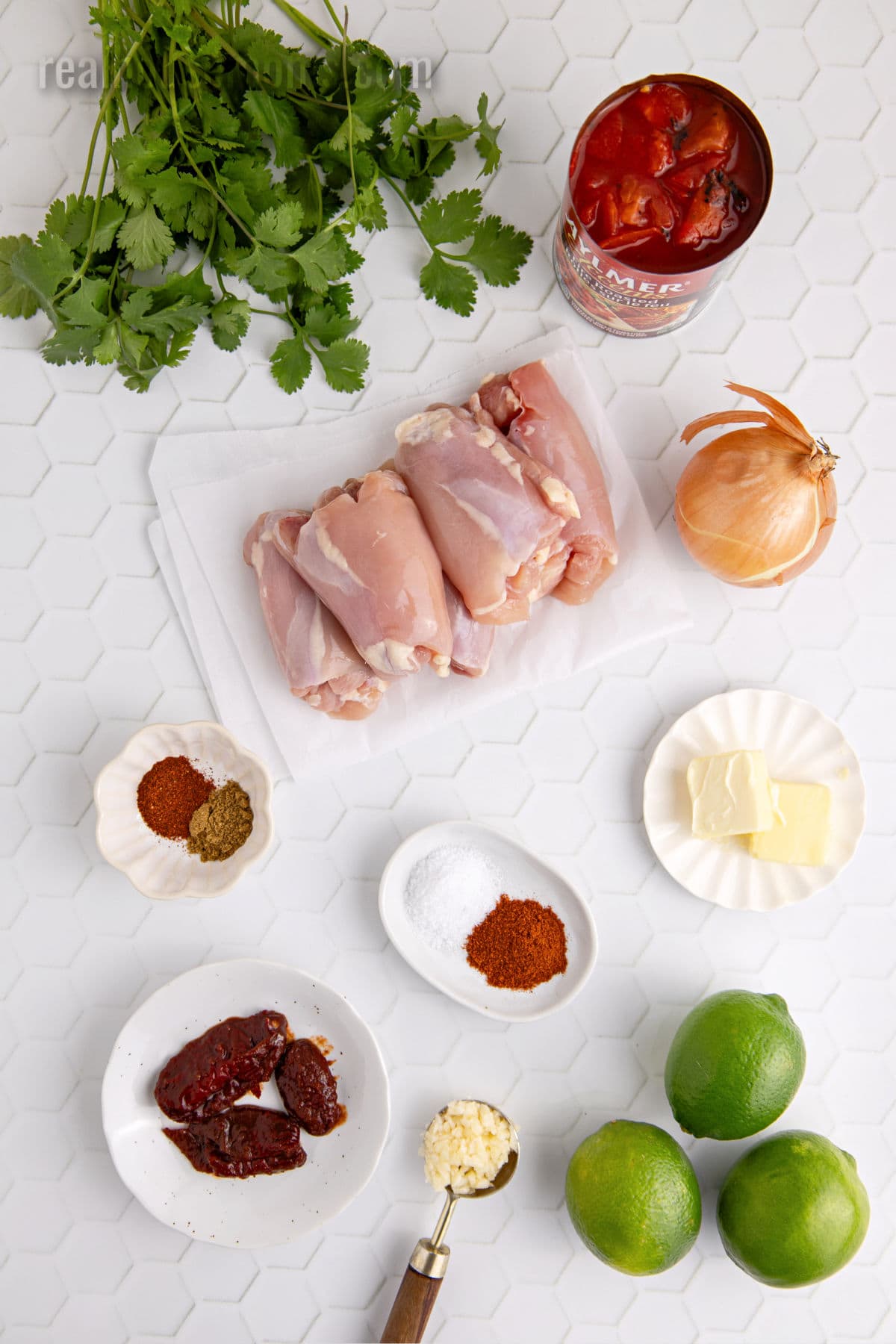 ingredients to make slow cooker chicken tinga laid out on a counter