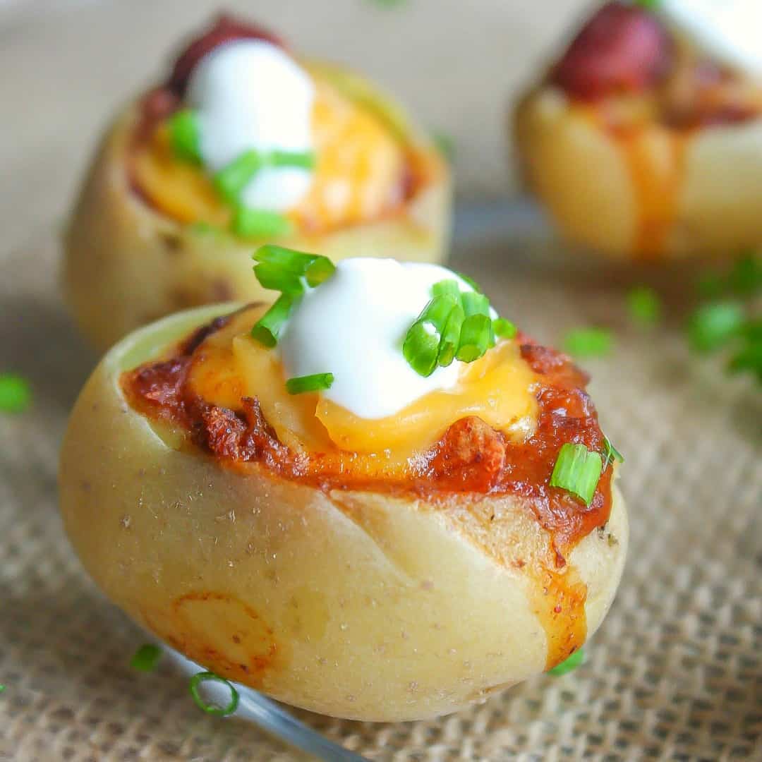 These Chili Cheese Potato Bites are the perfect appetizer for your game day celebration!