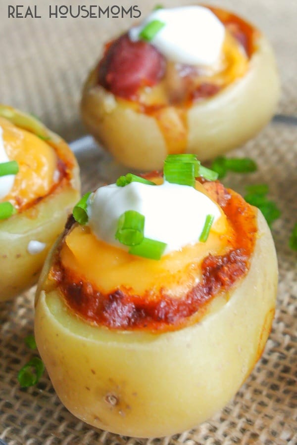These Chili Cheese Potato Bites are the perfect appetizer for your game day celebration!