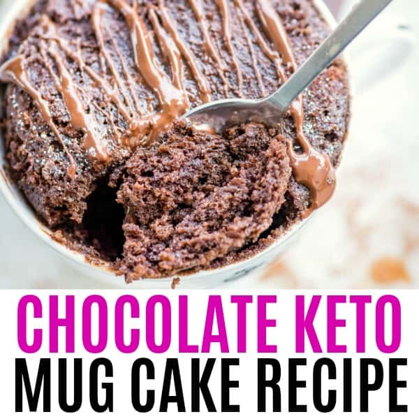 square image of chocolate keto much cake with text