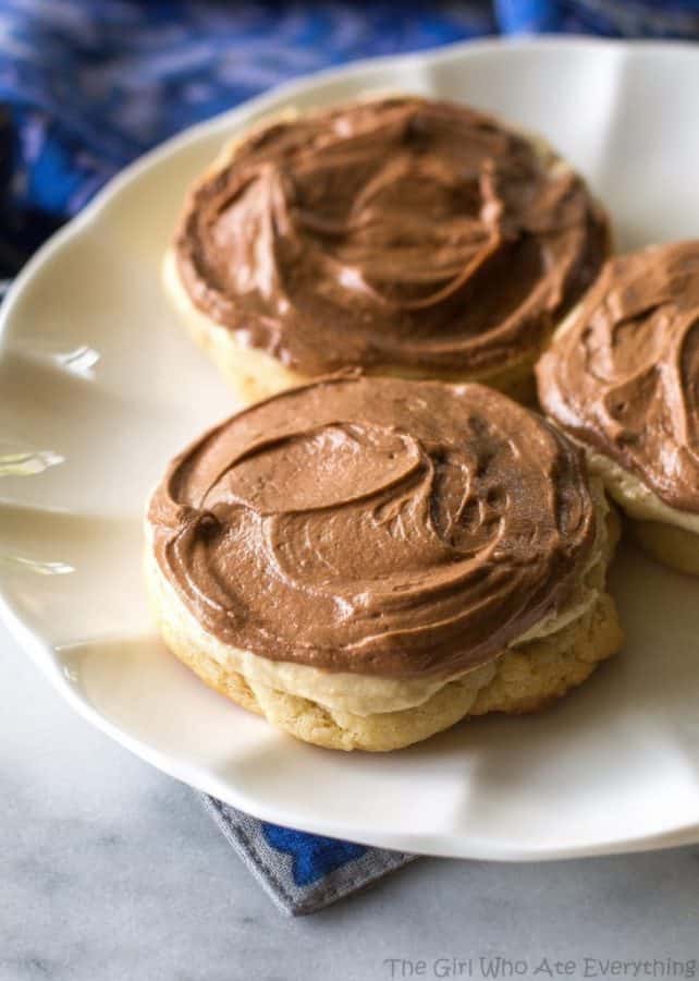 Chocolate Peanut Butter Frosted Peanut Butter Cookies - The Girl Who Ate Everything
