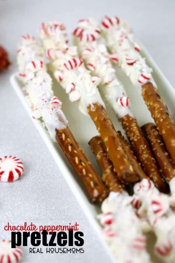 These Chocolate Peppermint Pretzels are an easy holiday treat that are perfect for parties or to give as gifts!