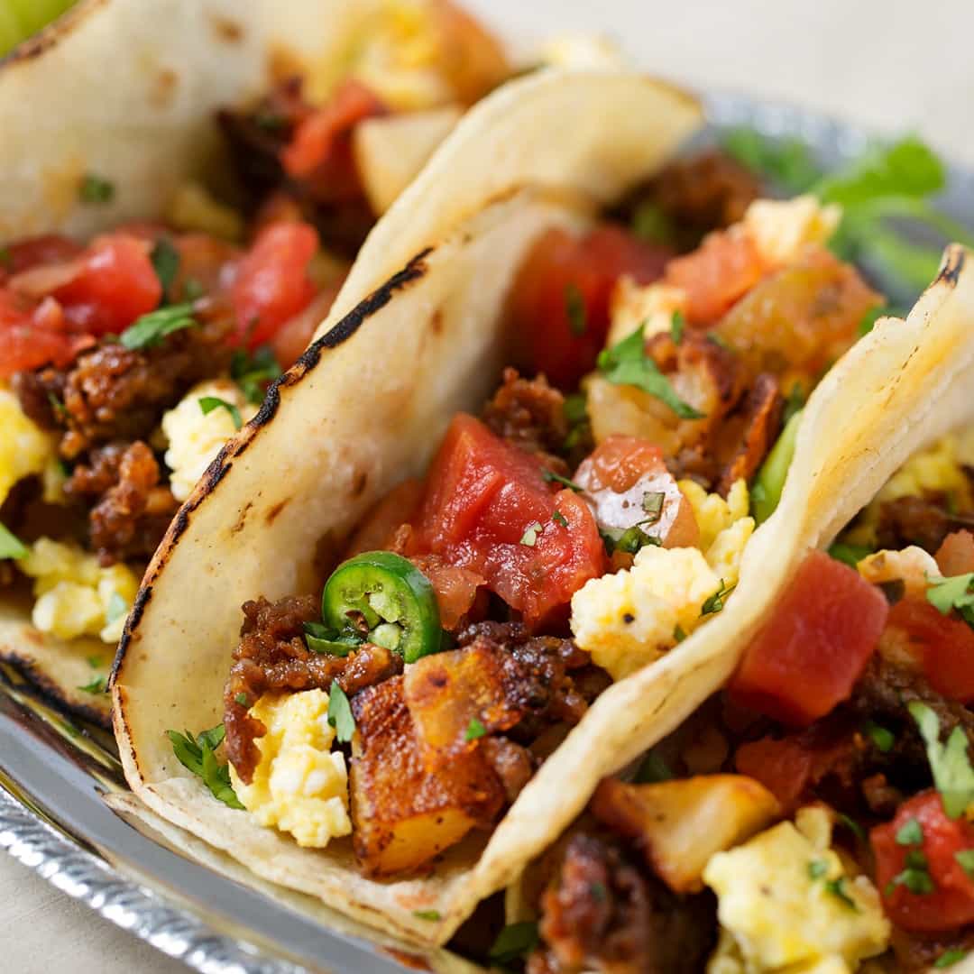 These Chorizo and Potato Breakfast Tacos are full of bold flavors for an epic breakfast recipe you'll want to make again and again!