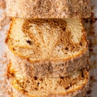 Warm swirly Cinnamon Donut Bread is the perfect breakfast or snack, and so delicious with its donut coating outside and tender bread inside! #Realhousemoms #cinnamon #donutbread #breakfast #cinnamonbread #mothersdaybreakfast #potluck