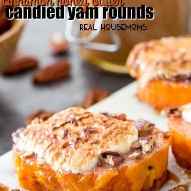 Cinnamon honey butter glazed candied yam rounds practically melt in your mouth! They're easy to prep ahead making them so simple to make!