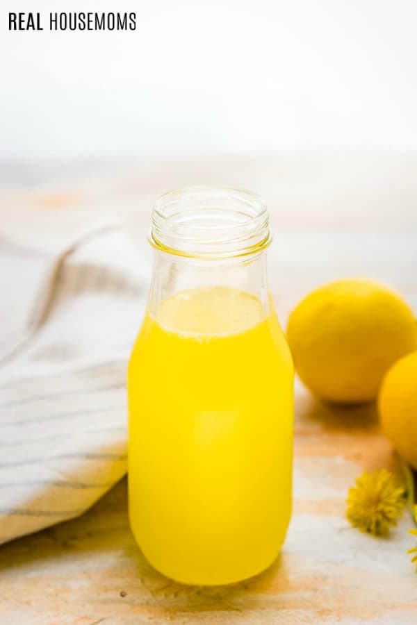lemon syrup in a bottle