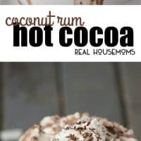 Rich and decadent Coconut Rum Hot Cocoa made from milk, half and half, chocolate, and coconut rum will warm your belly and put a smile on your face!