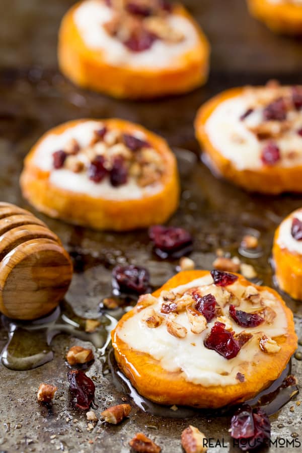 Sweet Potato Rounds with Goat Cheese - Fall Appetizers