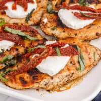 platter of copycat carrabba's chicken bryan with recipe name at the bottom