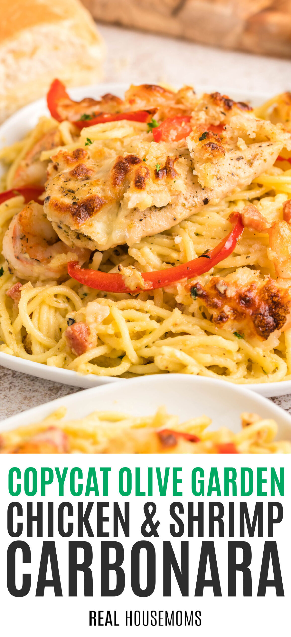 Copycat Olive Garden Chicken and Shrimp Carbonara ⋆ Real Housemoms