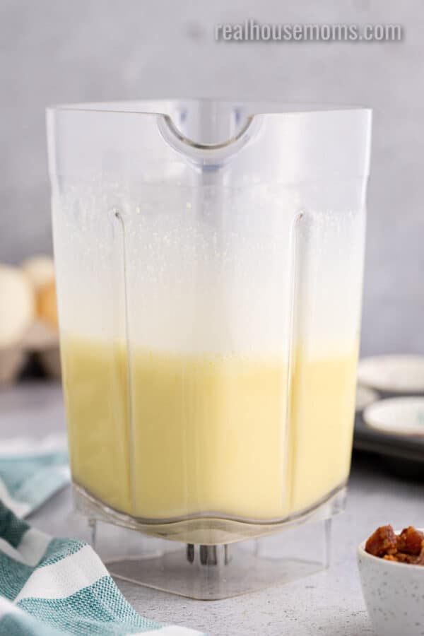 blended egg and cheese mixture in a blender