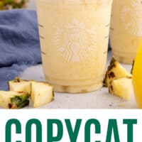 copycat starbucks paradise drink with a green paper straw with recipe name at the bottom