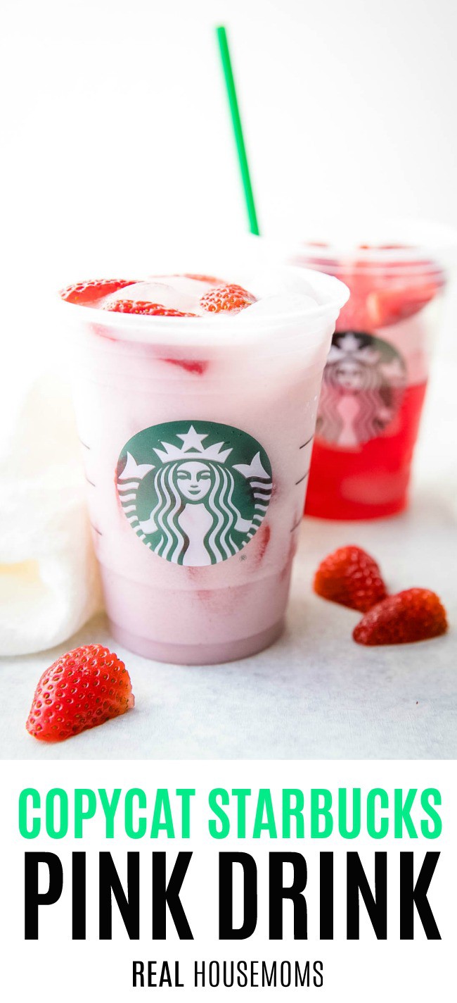 copycat starbuck pink drink in starbucks cup with unfilled cup behind