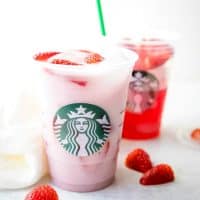 Bring your favorite coffee shop drink home! This Copycat Starbucks Pink Drink is a perfectly refreshing iced beverage you can make with 5 simple ingredients!