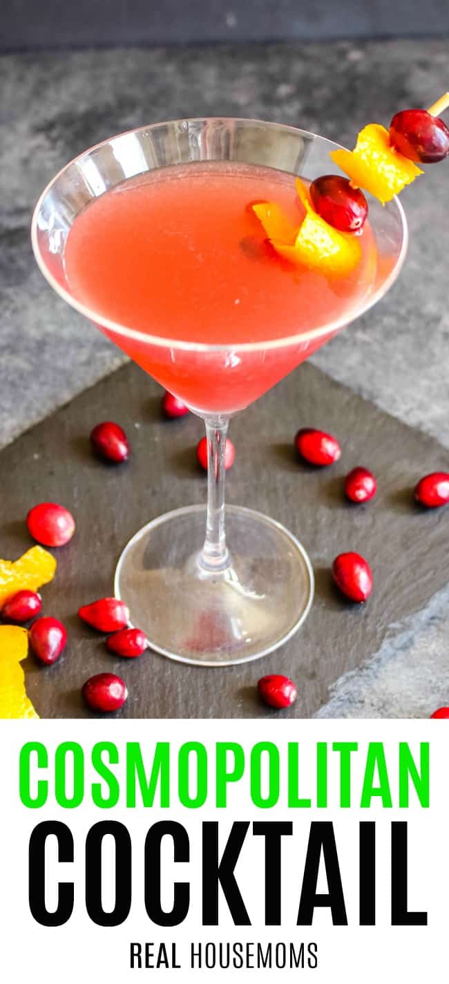 cosmopolitan cocktail served in a martini glass