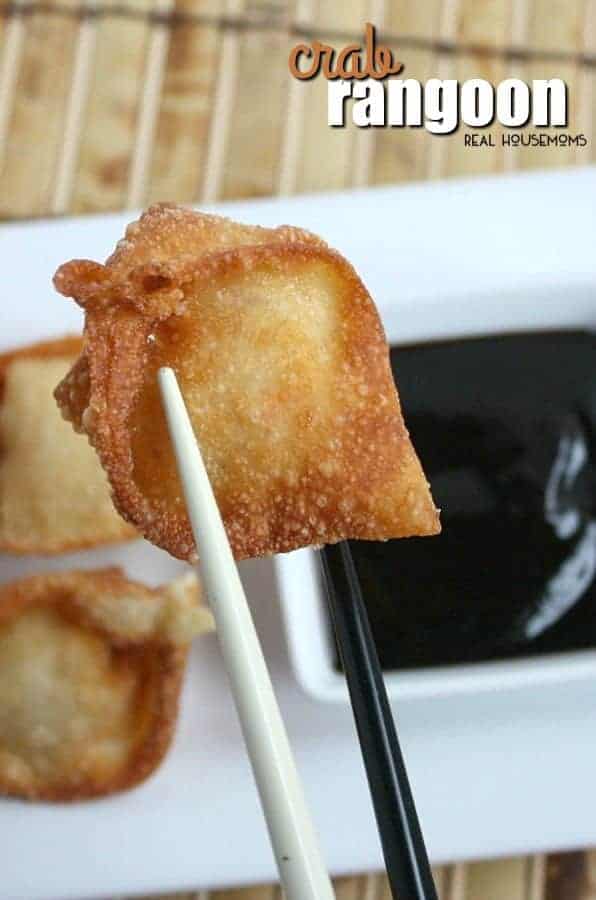 Crispy wontons filled with crab and cream cheese, these Crab Rangoon make great New Year's Eve appetizers!