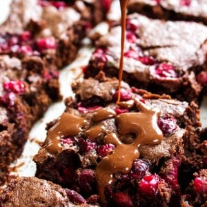 Cranberry Brownies with Chocolate-Orange Drizzle are rich and soft brownies with a silky chocolate drizzle that's pure decadence with a touch of holiday spirit!