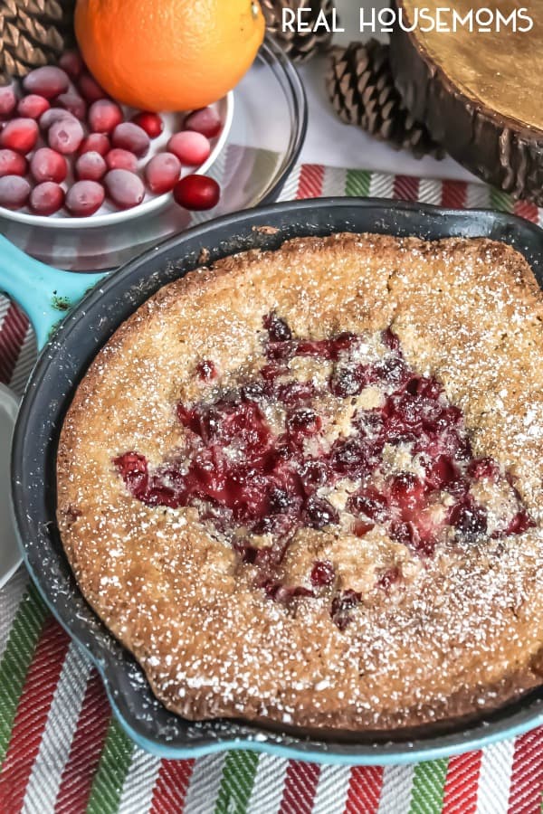 This Cranberry Buckle is an easy skillet cake recipe filled with sweet and tart cranberries!