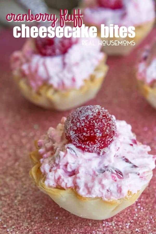 These Cranberry Fluff Cheesecake Bites are the perfect no bake dessert for the holidays!