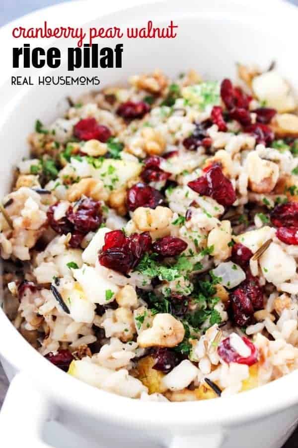 Inspired by all the colors of fall, this CRANBERRY PEAR WALNUT RICE PILAF is a gorgeous dish that is a great addition to any meal or your holiday table!