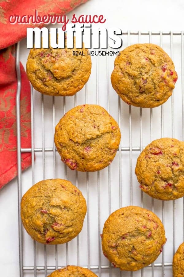 Cranberry Sauce Muffins are a beautiful and fun way to use extra cranberry sauce! Top with a smear of butter and enjoy for a delicious, festive holiday breakfast!