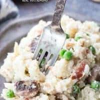 Creamy Chicken Risotto is a delicious dish packed with flavor and easy to make right on the stove top! Serve it alongside your favorite meal or on its own with a salad!