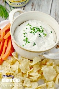 CREAMY CLAM DIP is a delicious vintage appetizer full of minced clams in a cream cheese base that is sure to be a hit at your next summer party or BBQ!