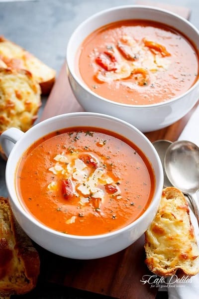Creamy Roasted Tomato Basil Soup - Cafe Delites