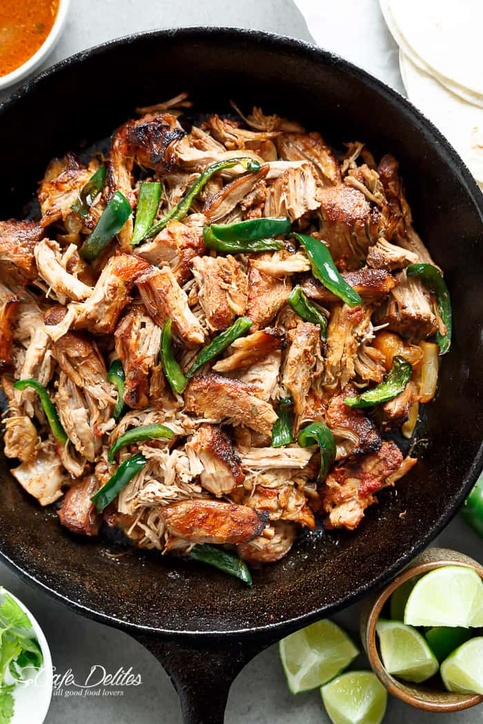 Crispy Slow Cooker Carnitas (Mexican Pulled Pork) With Ancho Chiles - Cafe Delites