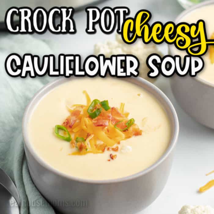 square image of Crock Pot Cheesy Cauliflower Soup